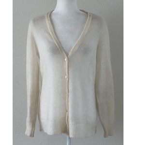 J. Jill White Sheer Button Down Sweater Cardigan Women's size Medium